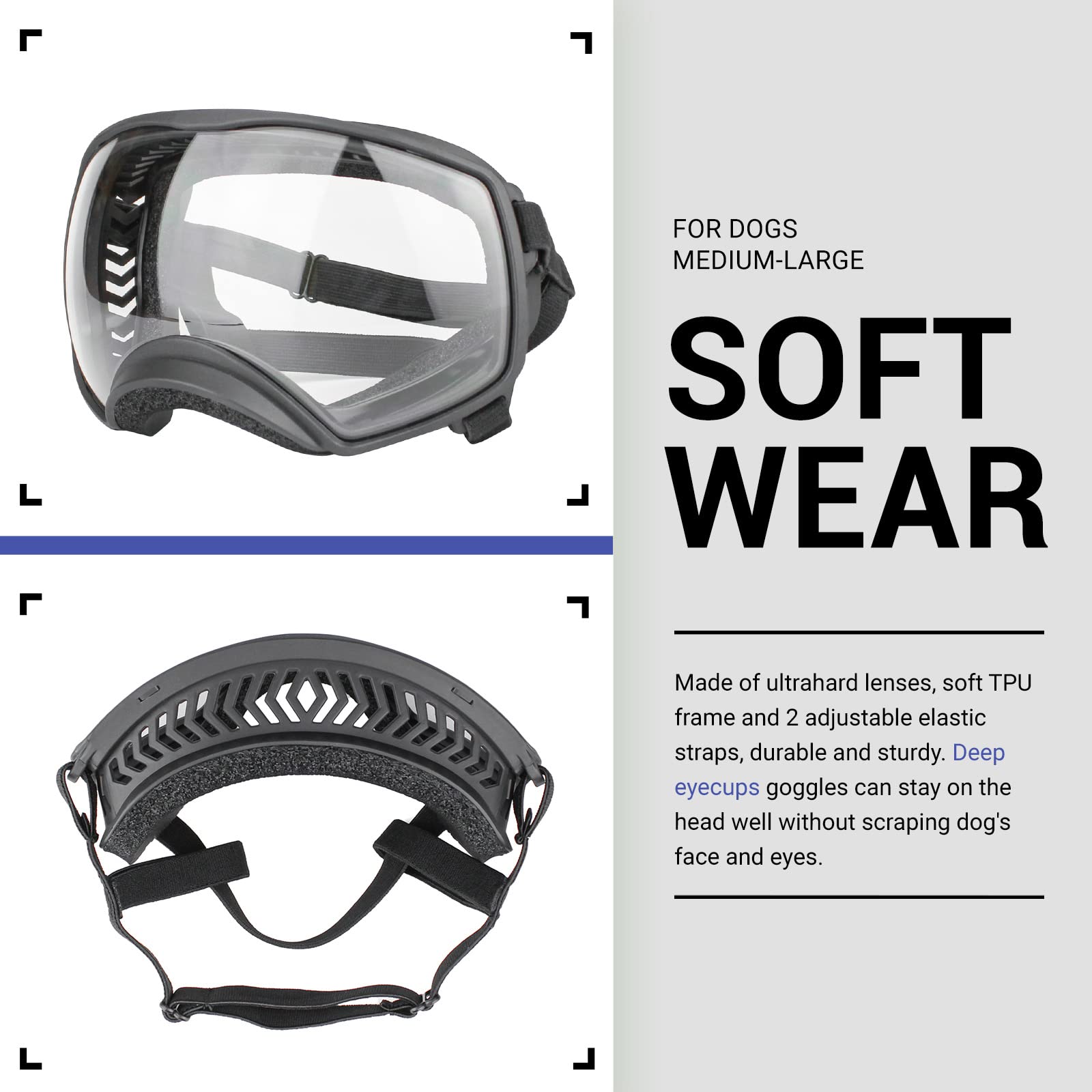 NAMSAN dog goggles UV400 lenses protect eyes from sun on sunny runs.