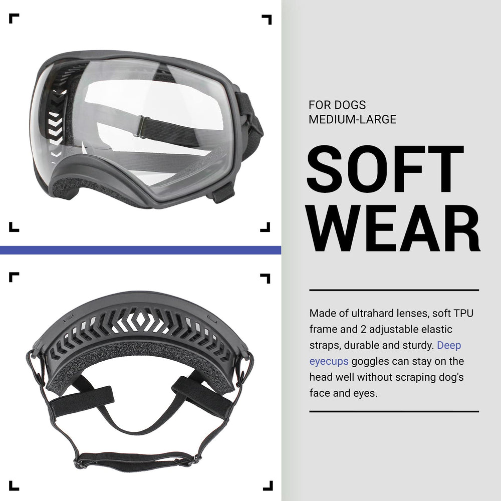 NAMSAN dog goggles UV400 lenses protect eyes from sun on sunny runs.