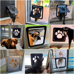 NAMSAN Dog Screen Door flap open illustrates easy pet exit and entry