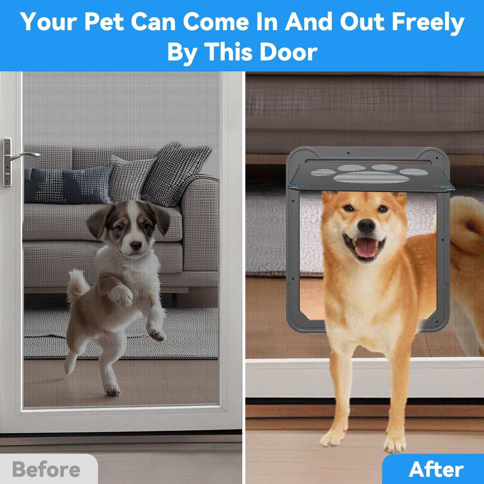 NAMSAN Dog Screen Door magnetic closure highlights self closing convenience