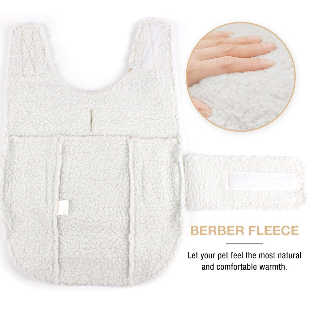 NAMSAN Dog Sherpa Jacket adjustable magic tape demonstrates secure, fuss-free fit.