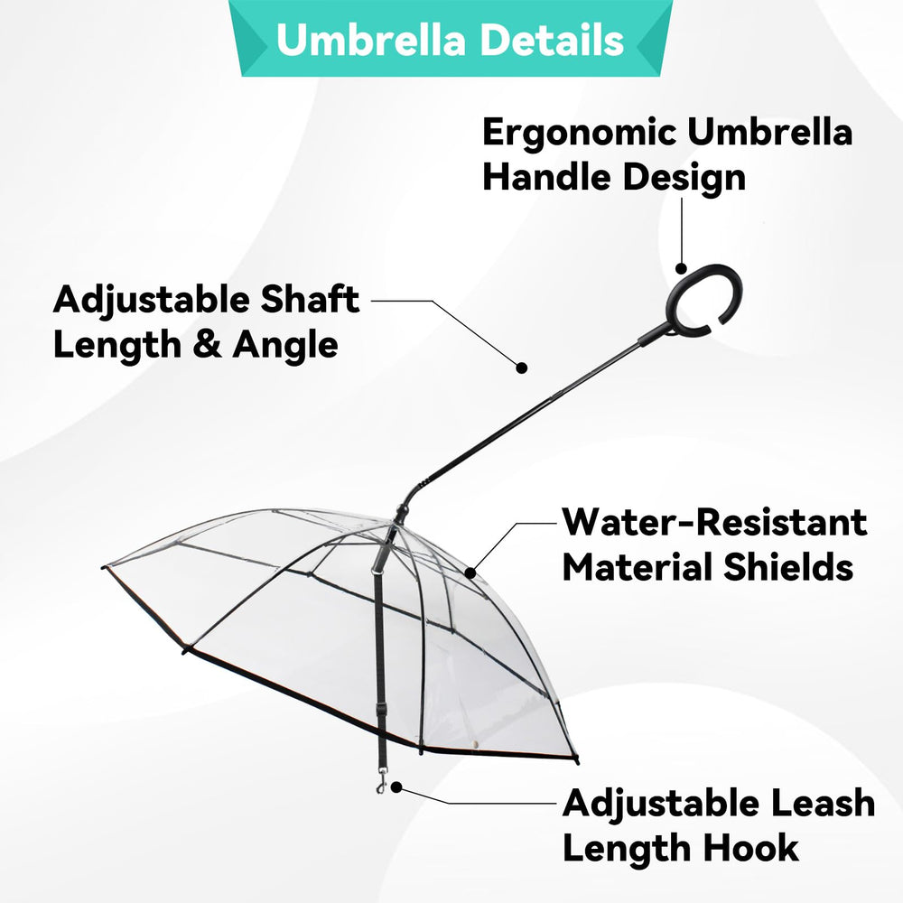 NAMSAN clear dog umbrella shows ergonomic handle for secure, comfortable walking