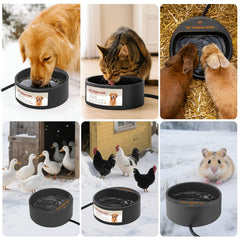 NAMSAN heated water bowl water-temps-77f maintains comfortable outdoor water for pets.