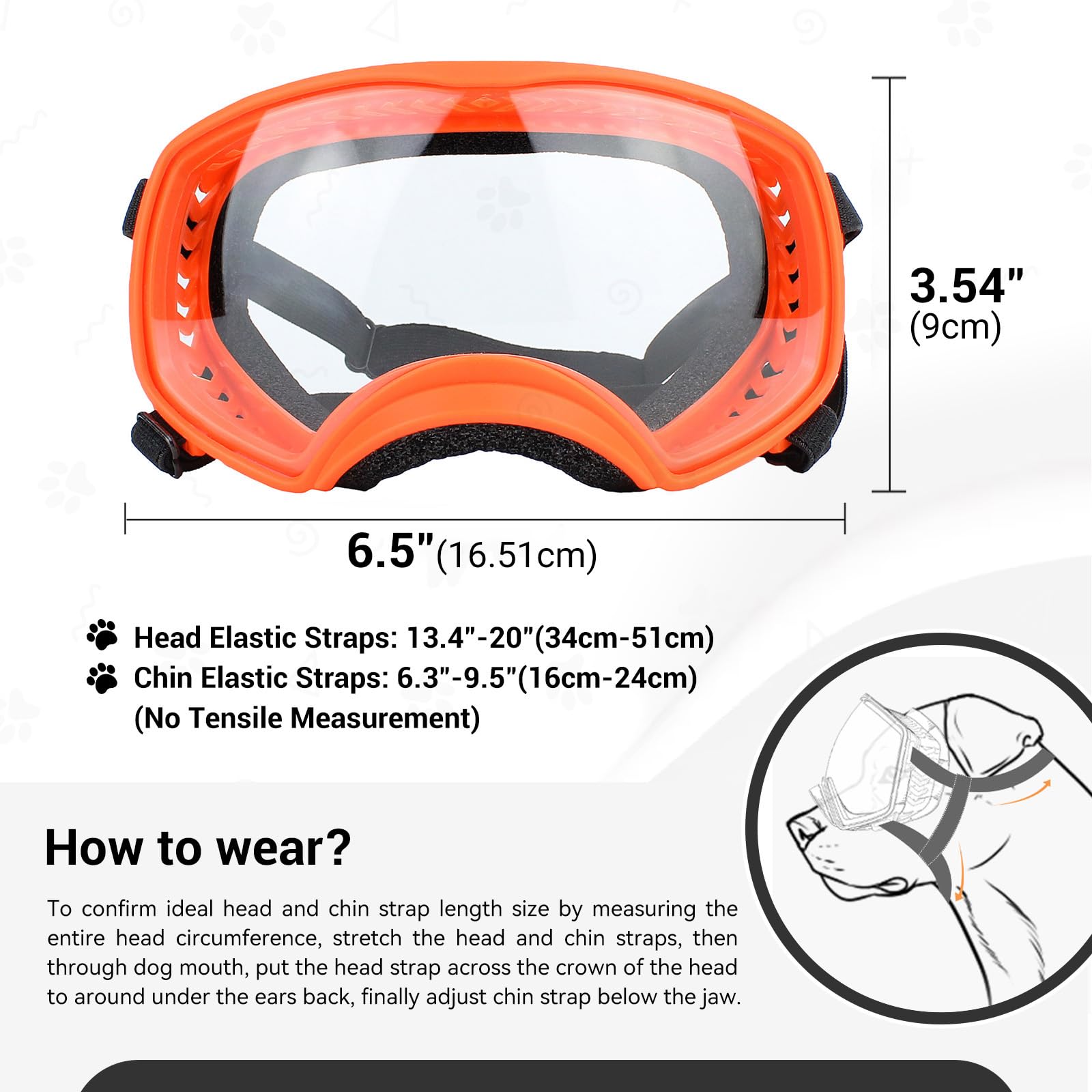 NAMSAN orange dog goggles ideal for large breeds and driving adventures