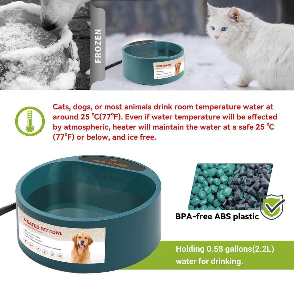 NAMSAN heated water bowl 5.5ft cord enables flexible placement.