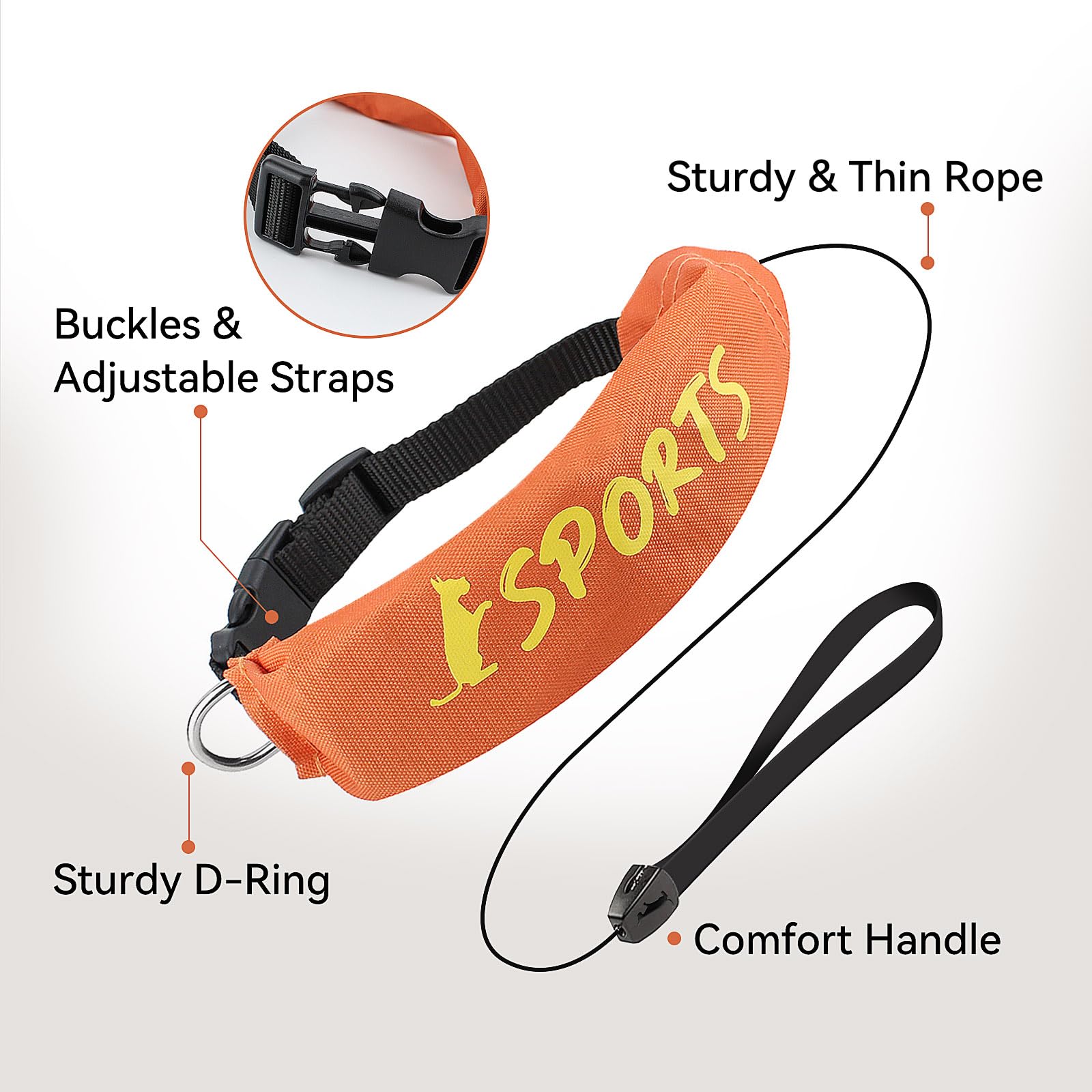 NAMSAN retractable leash collar orange close-up emphasizes durable materials