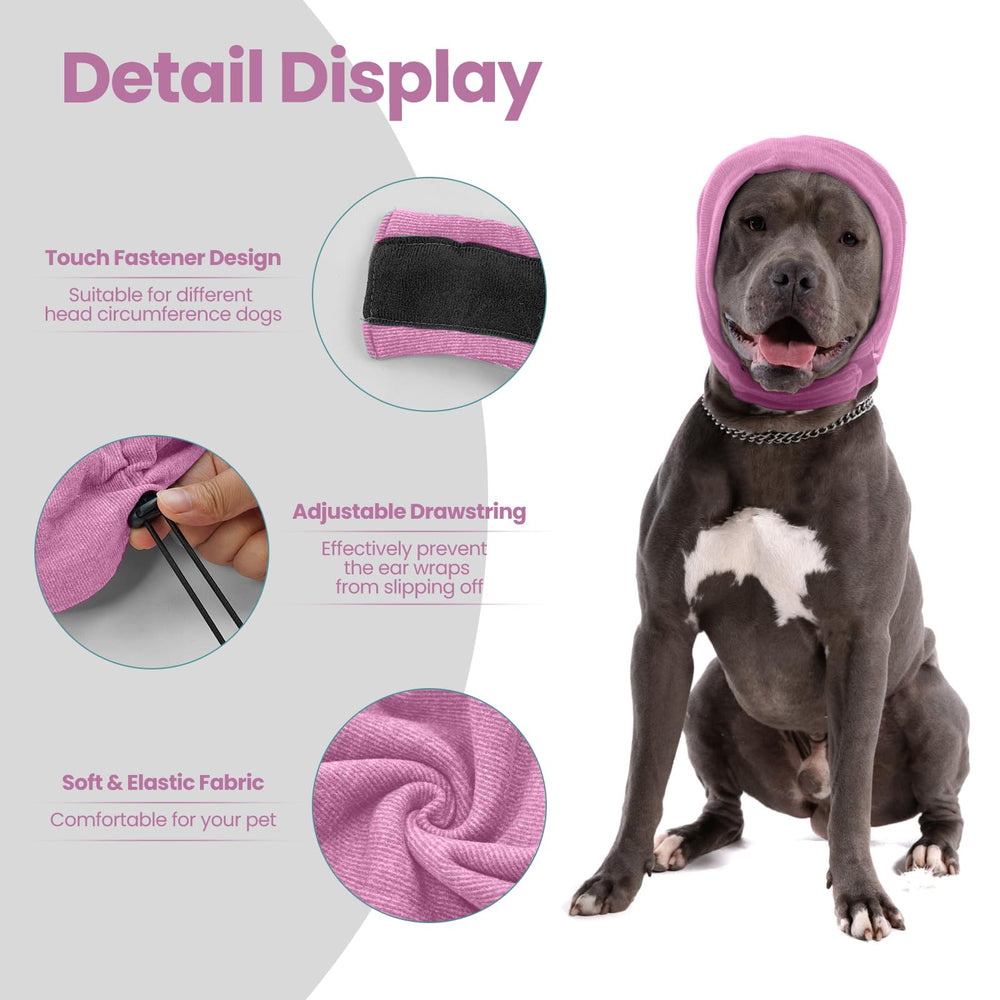 Nanaki adjustable-fastener dog ear wrap measured with size chart for fit.