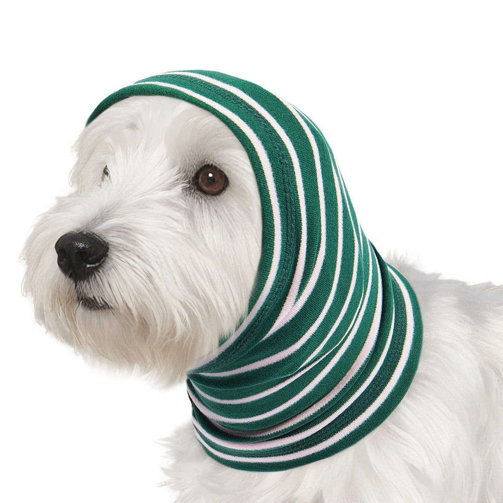 Nanaki calming hoodie ear wrap closeup highlighting breathable fabric and snug, irritation-free fit.