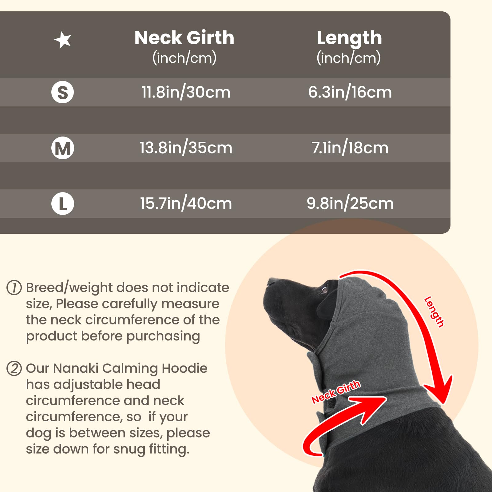 Nanaki Calming Hoodie ear-wraps post-surgery protection closeup shows secure ear medications.