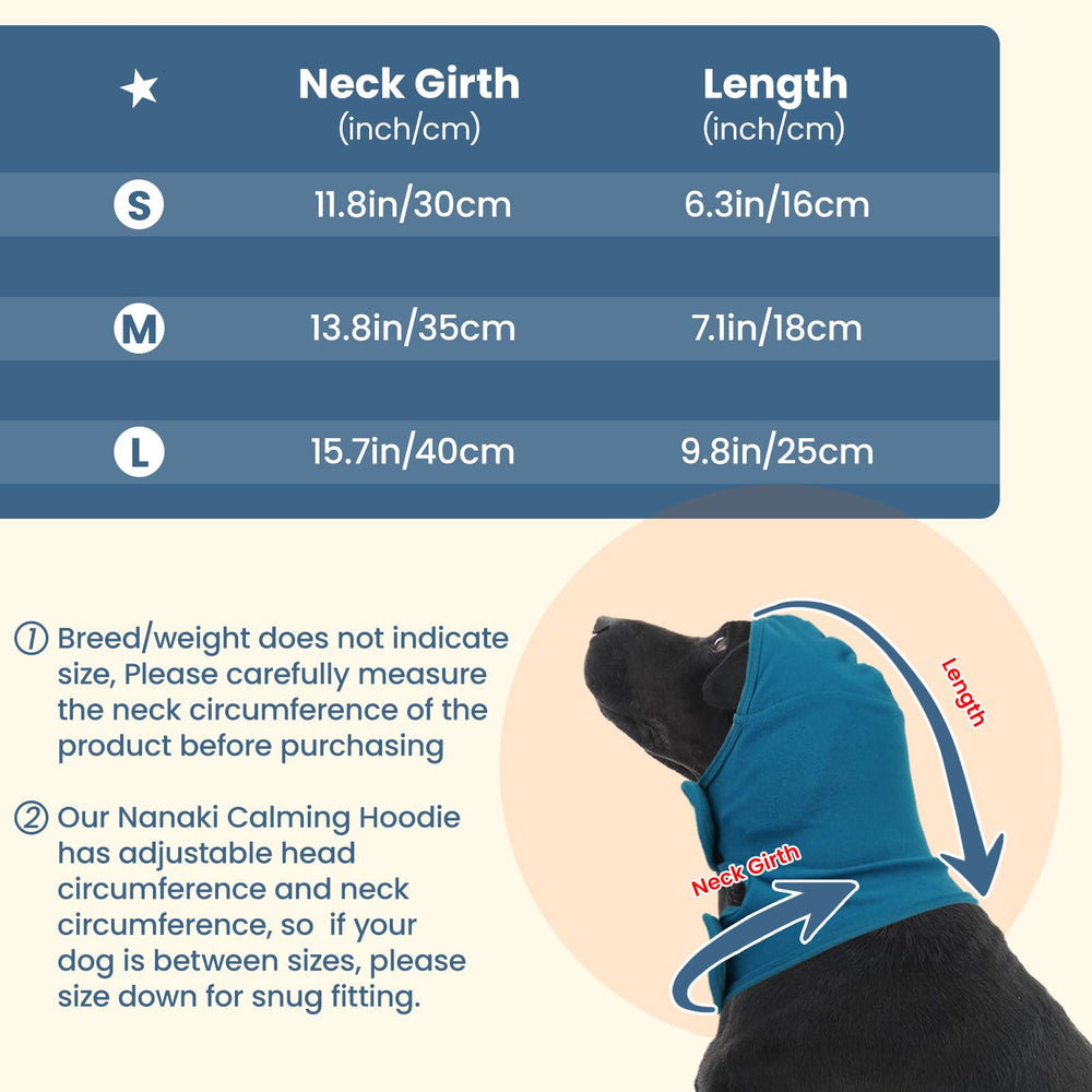 Nanaki Calming Hoodie Neck Wrap secured around a dog's neck for a snug fit