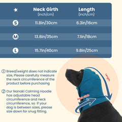 Nanaki Calming Hoodie Neck Wrap secured around a dog's neck for a snug fit