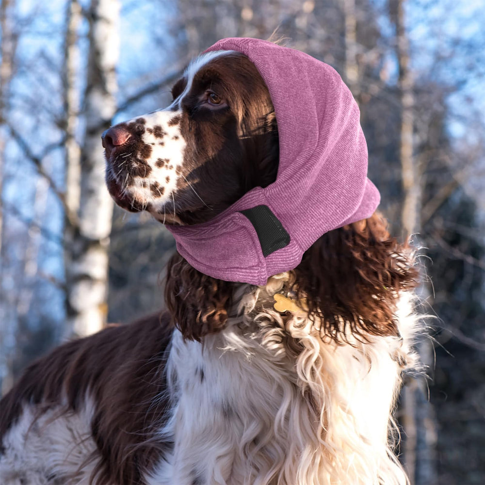 Nanaki dog blow-dry ear cover protecting ears during grooming.
