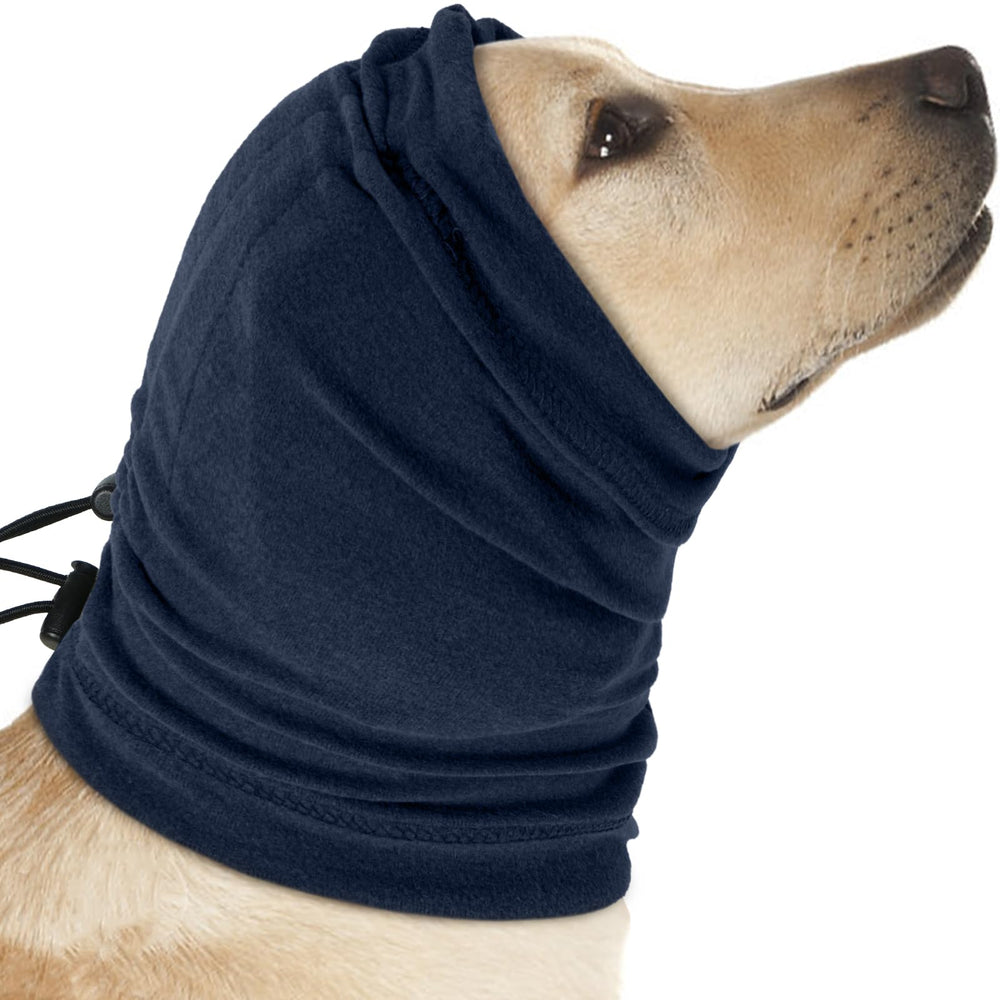 Nanaki dog calming hoodie ear wrap with adjustable drawstrings for secure, slip-free fit.