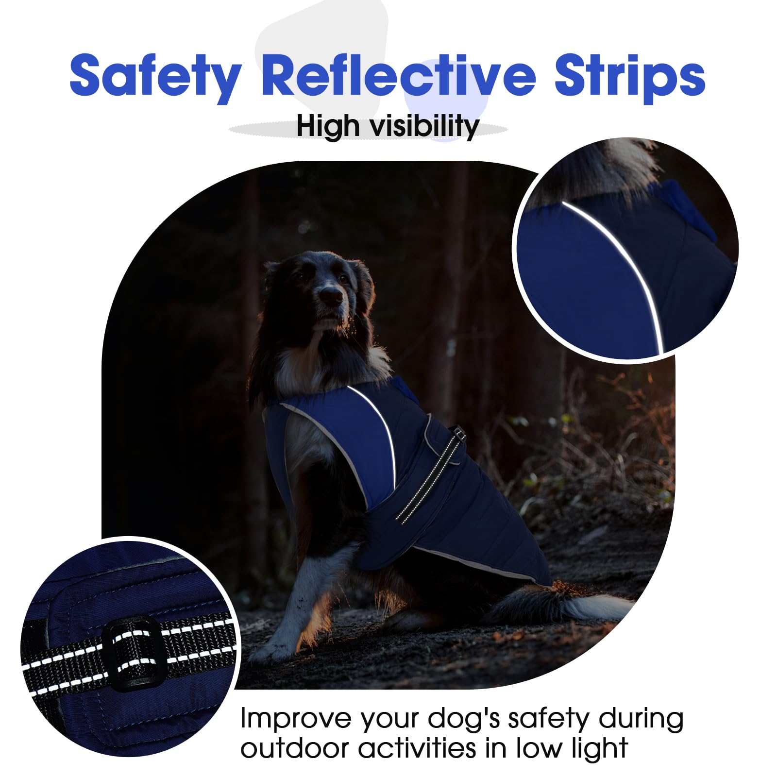 Nanaki coat with leash hole shows secure harness compatibility for safe park outings.