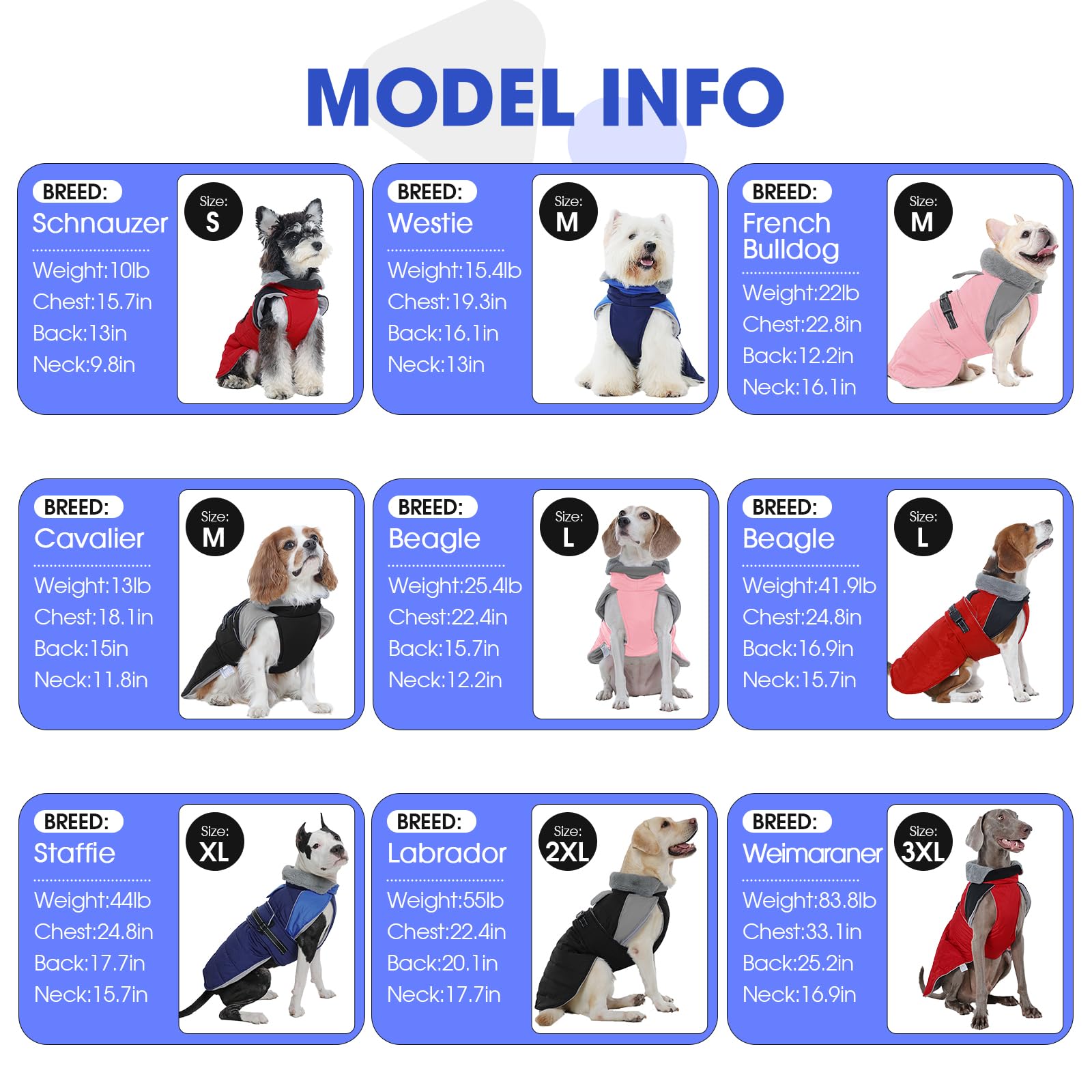 Nanaki coat size guide covers six sizes for diverse breeds.