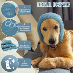 Nanaki dog hat aids grooming visits with calm ear coverage