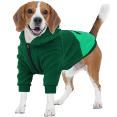 Nanaki Dog Hoodie green XL front view shows warm fleece for chilly walks