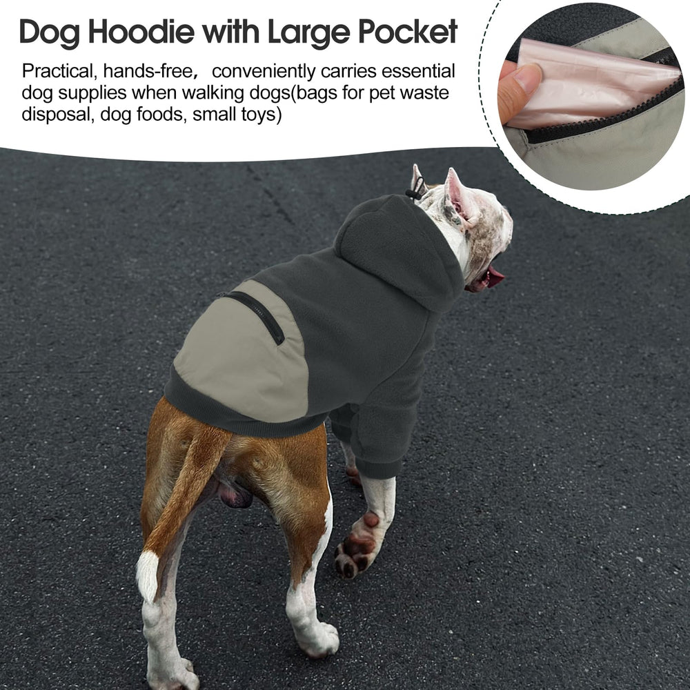 Nanaki dog hoodie soft fleece inside conveys cozy warmth on cold days.