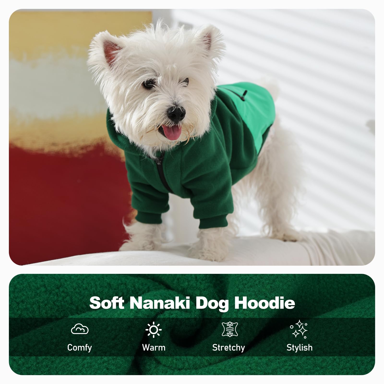 Nanaki Dog Hoodie worn during outdoor walk highlighting long sleeves