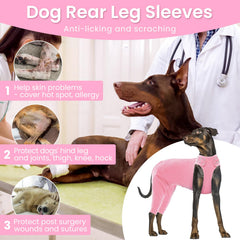 Nanaki dog leg sleeve close-up highlighting adjustable rear-leg protection