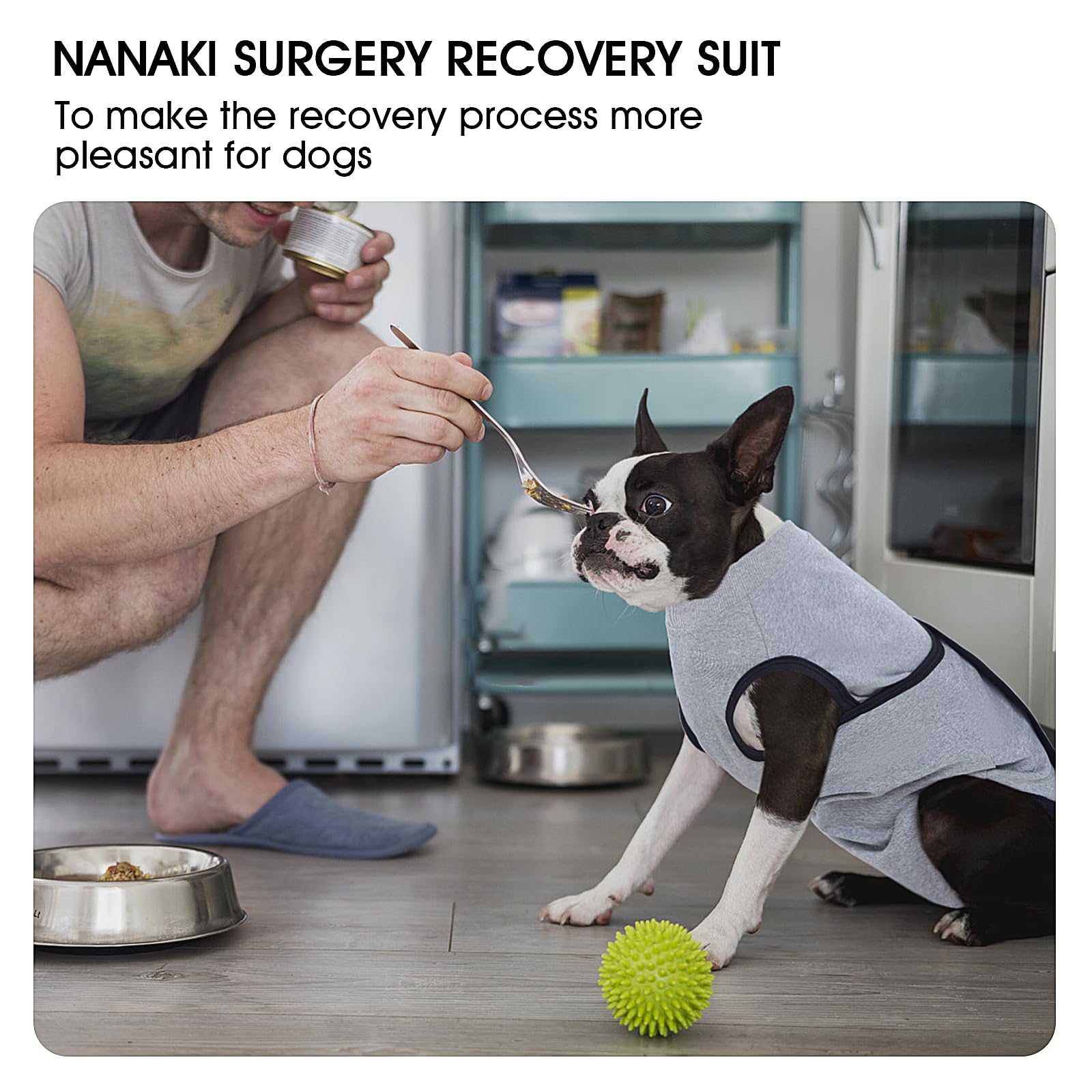 Nanaki dog recovery suit easy-on-off design for daily wear