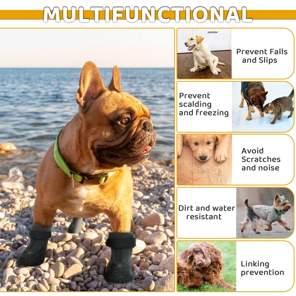 Nanaki dog socks feature adjustable detachable strap to keep paws secured.