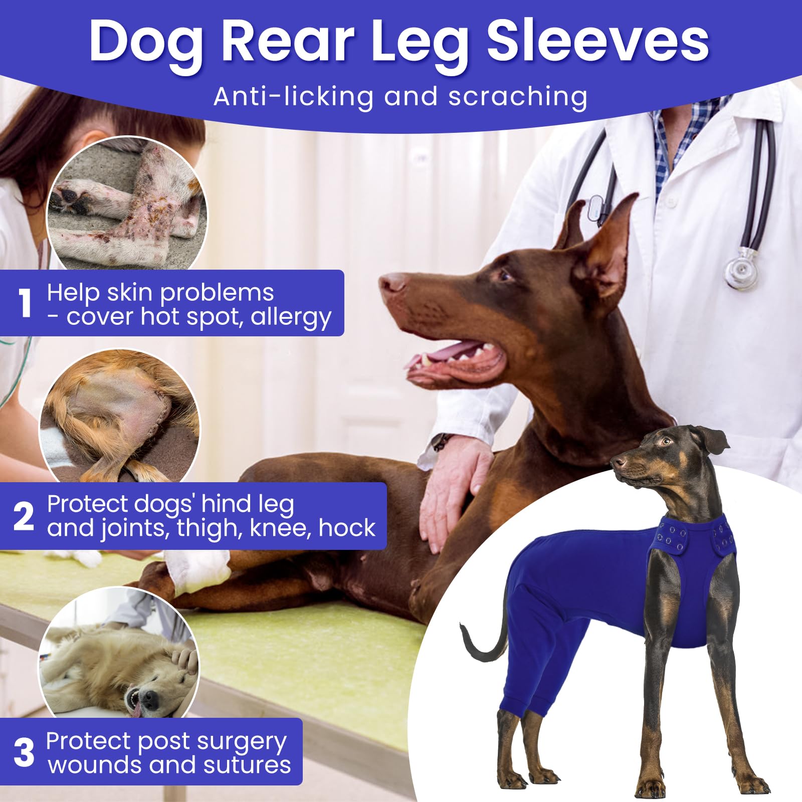 Nanaki Dog Wound Care Shirt rear leg sleeve focus demonstrates leg coverage to limit licking.
