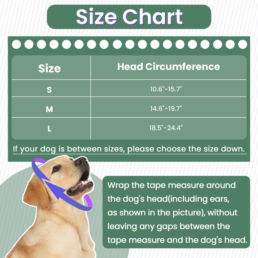 Nanaki grooming headgear calms dogs during drying and vet routines.