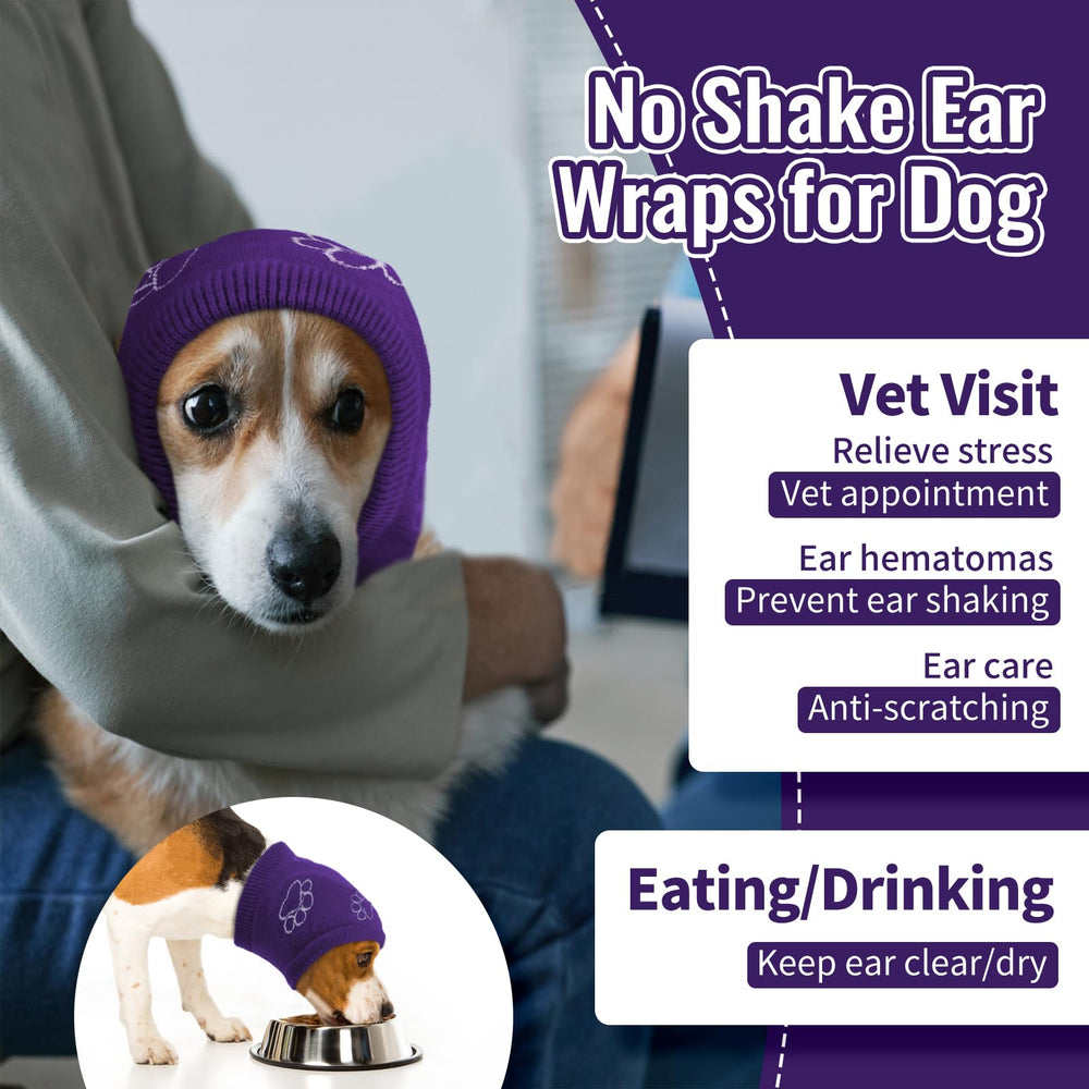 Nanaki noise-protection ear wrap on a dog during fireworks for anxiety relief.