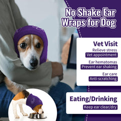Nanaki noise-protection ear wrap on a dog during fireworks for anxiety relief.