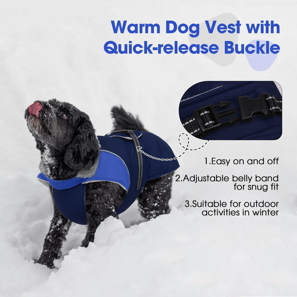Nanaki sleeveless design dog coat in blue supports free movement.