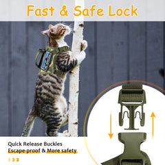 Nanappice cat harness adjustment buckles showing easy release and secure sizing for larger cats.