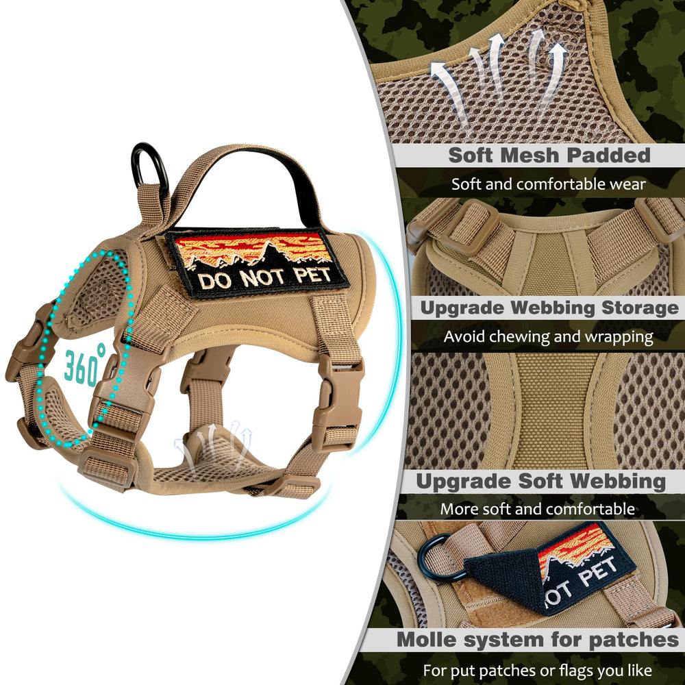 Nanappice tactical cat harness escape-proof four UTX buckles ensure secure fit
