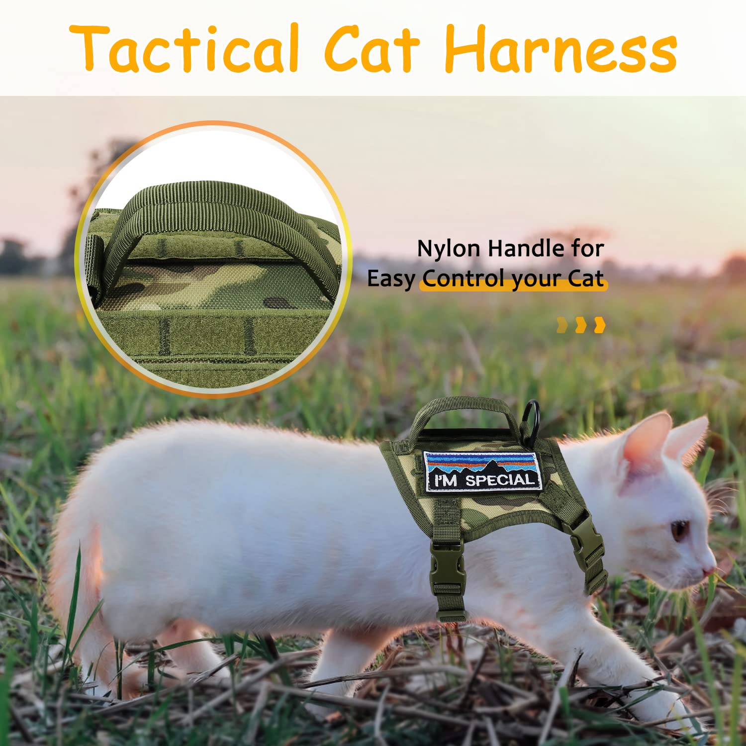 Nanappice tactical harness with MOLLE patches area for personalization and outdoor gear accessories.
