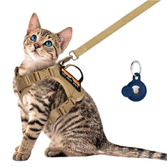 Nanappice tactical cat harness side view demonstrating secure fit for outdoor walks