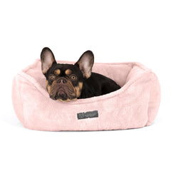 NANDOG Cloud Fabric Bed front view in pink provides cozy warmth for small pets.