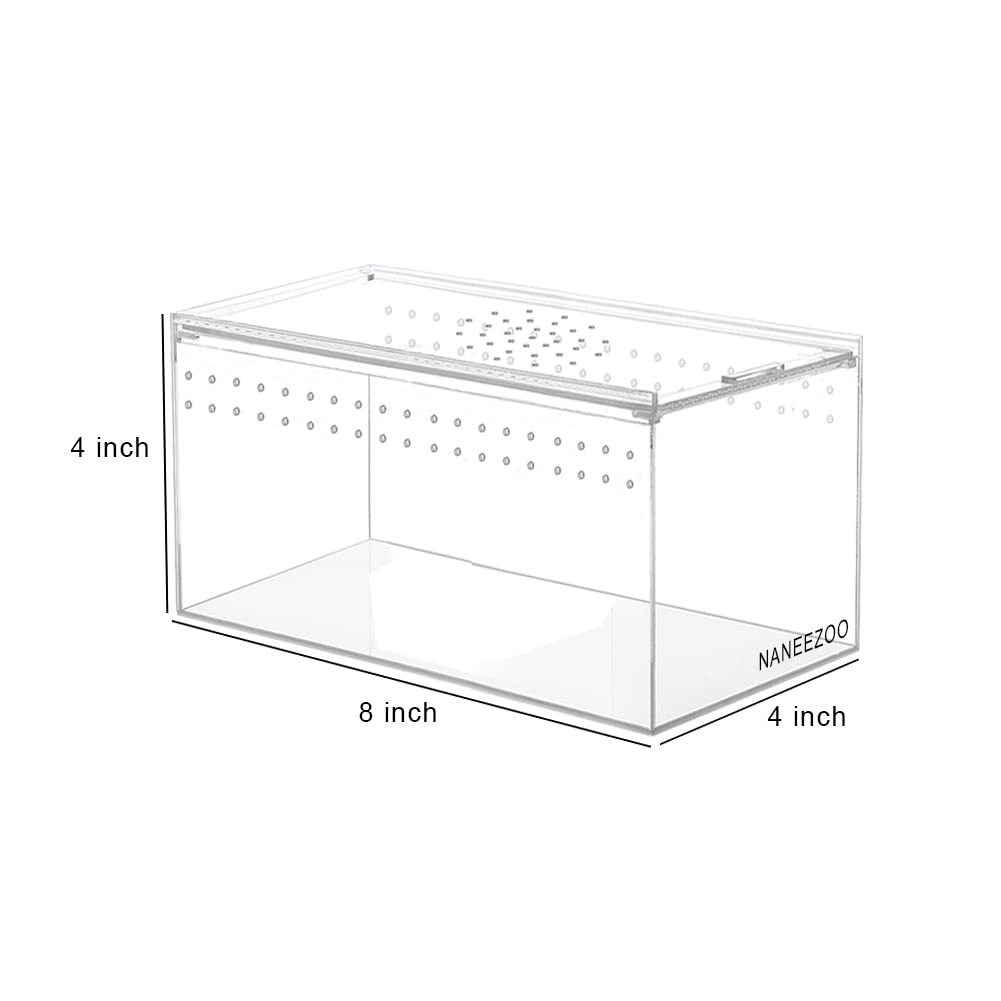 NANEEZOO size-dimensions image illustrates 8x4x4 footprint for small species