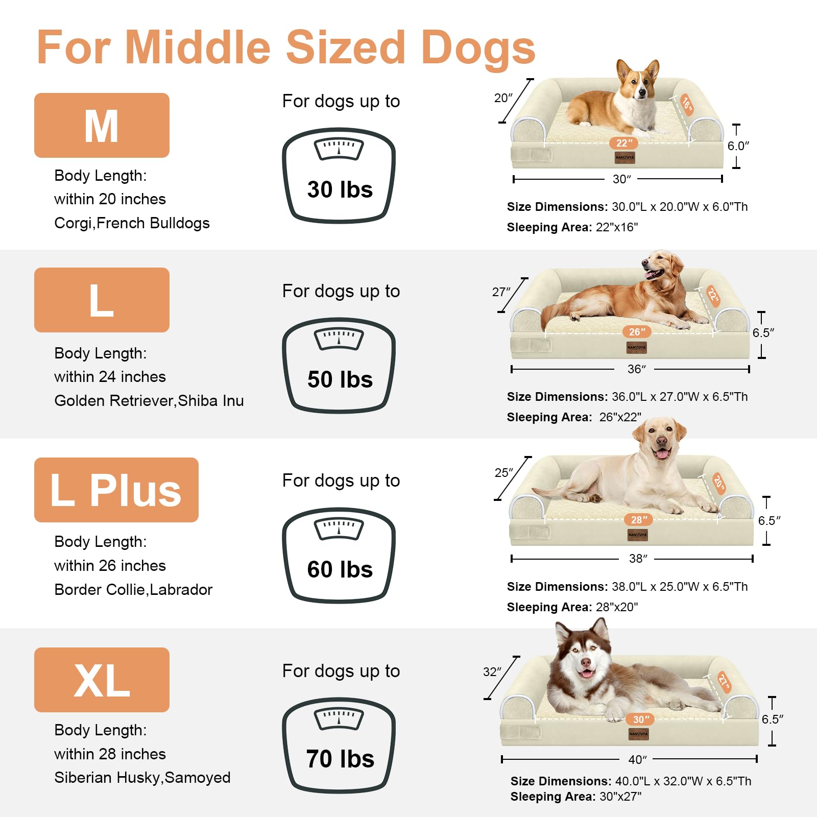 NANUYA 30x27 inch sleeping area fits large and XL dogs comfortably