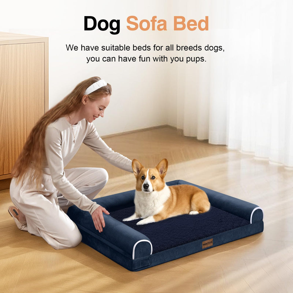 NANUYA dog bed with 3-sided bolsters creates a secure, cozy nest.