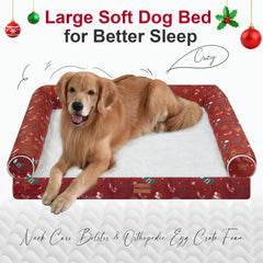 NANUYA dog bed with 3-sided bolster design for head and neck support.