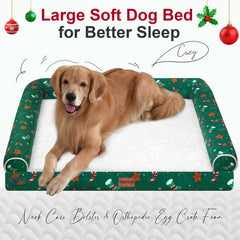 NANUYA dog bed showing plush three-sided green bolster for snuggling