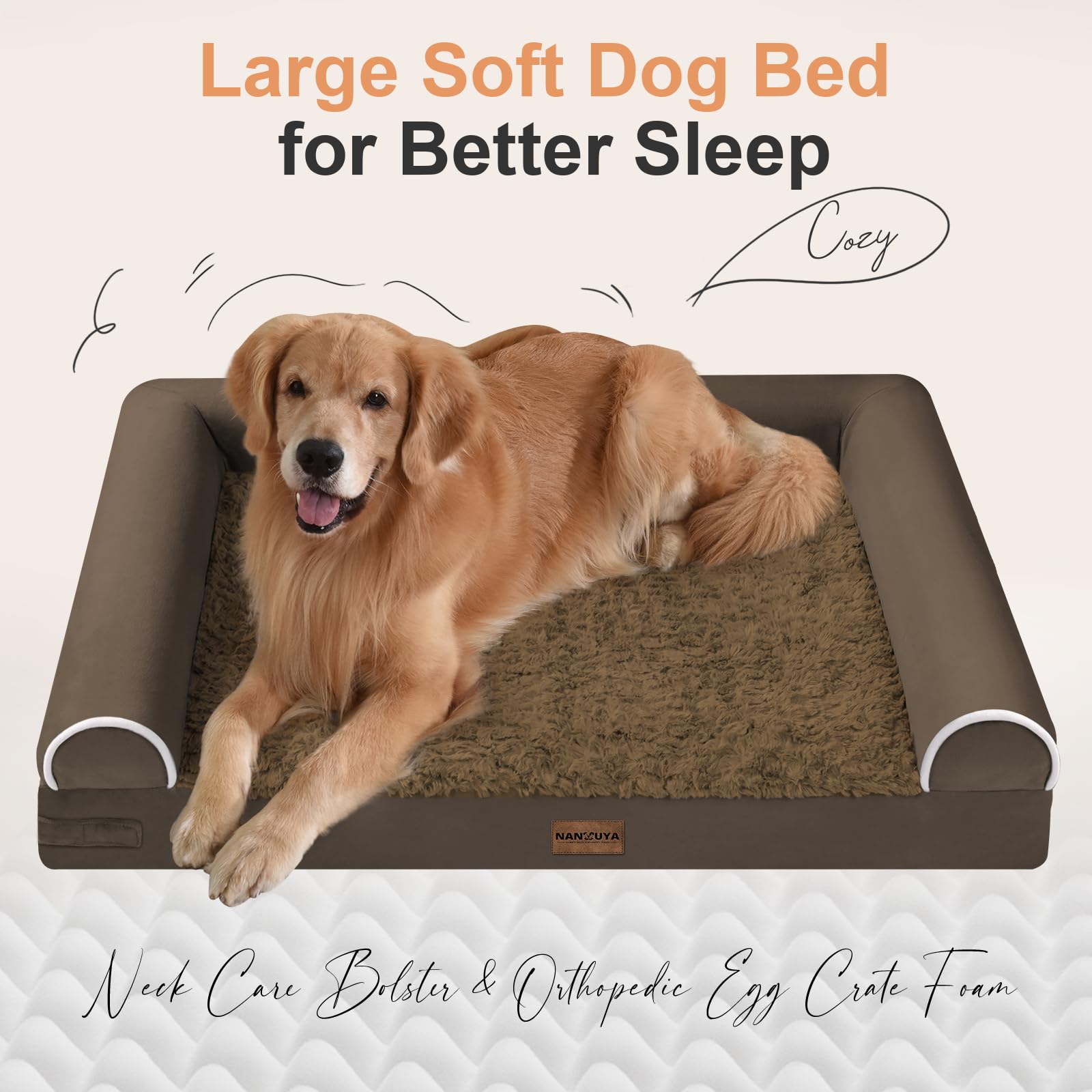 NANUYA dog bed egg crate foam detail highlights pressure distribution.