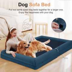 NANUYA dog bed sofa bolster headrest supports comfy neck and head.