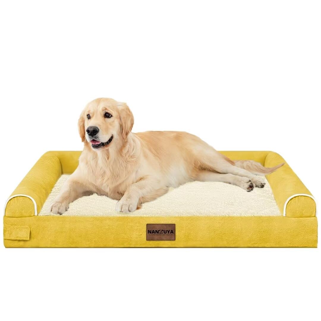 NANUYA ginger dog bed with velvet finish brightens spaces and supports comfort.