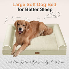 NANUYA dog bed with raised bolster provides neck and head support