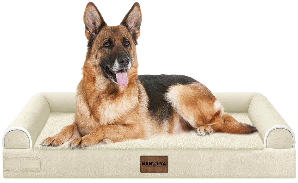 NANUYA large dog bed with egg crate foam for joint-supporting comfort.
