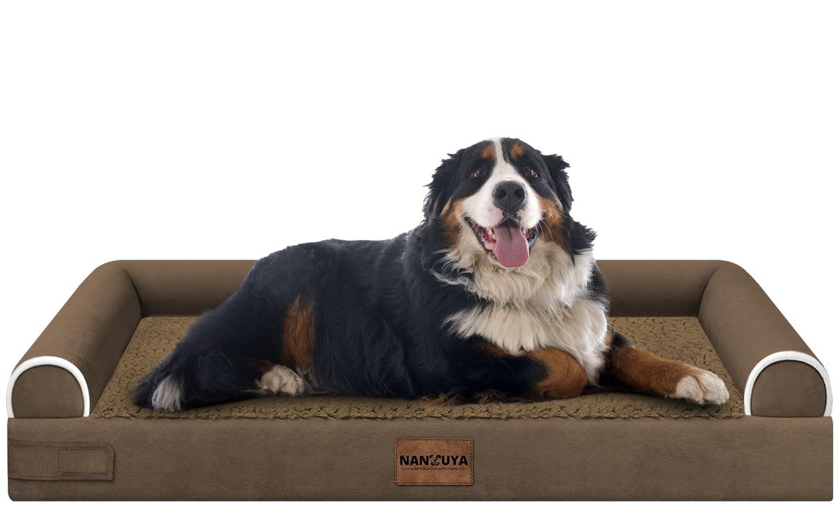 NANUYA large dog bed with egg crate foam supports joints for restful sleep.