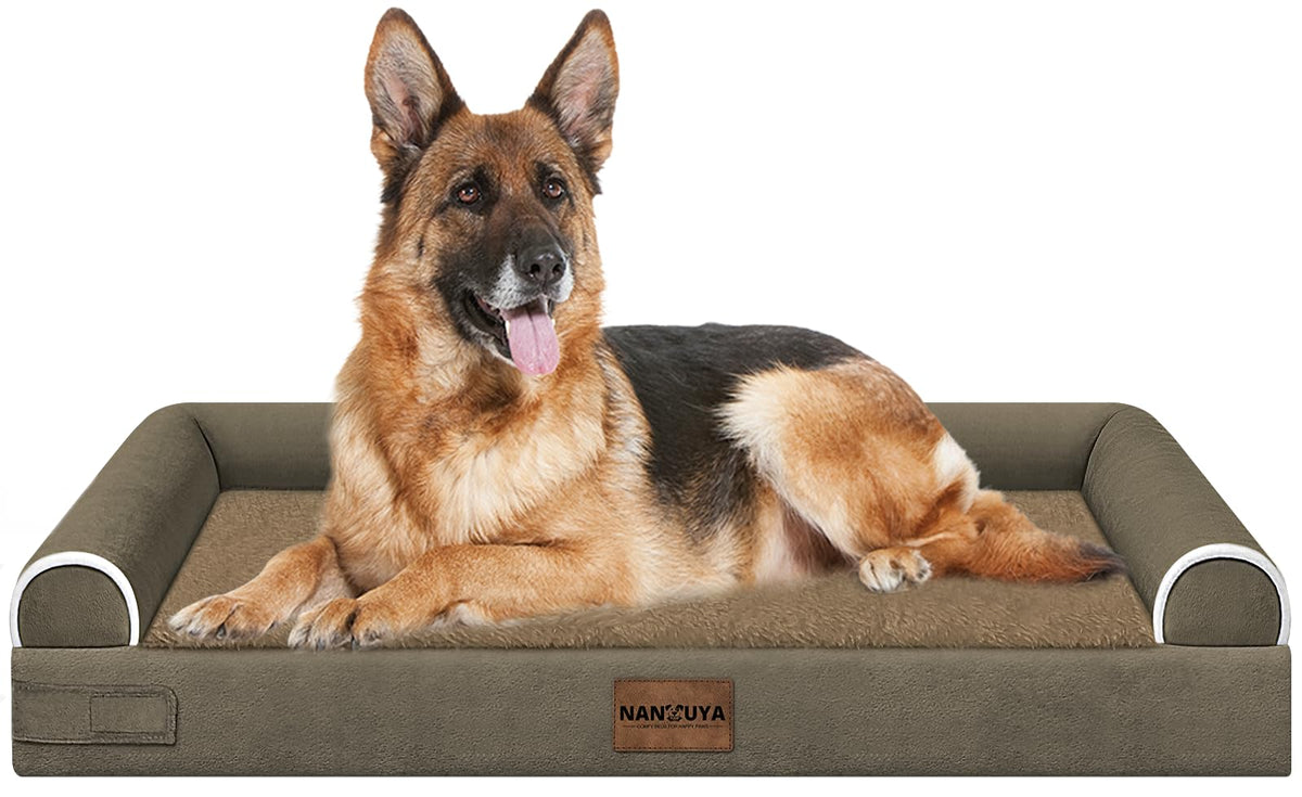 NANUYA large dog bed shows egg crate foam for enhanced comfort and joint support.