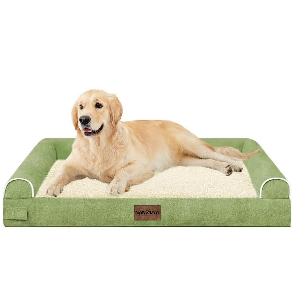 NANUYA large dog bed grass-green color shown in cozy room setup