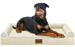 NANUYA large dog bed orthopedic egg crate foam beige for joint-supportive comfort.
